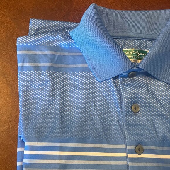 Ben Hogan Performance Mens S/S Polo Shirt Blue Striped Size S Golf Shirt - Picture 6 of 13